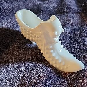 Fenton Milk Glass Hobnail Shoe